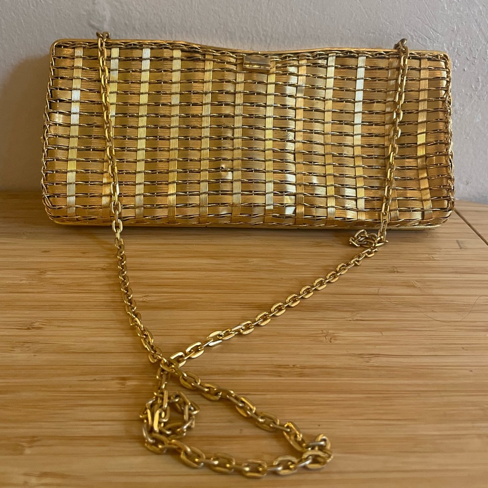 Vintage gold chain mail clutch